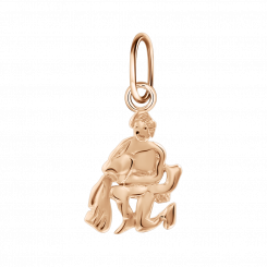 Lovely pendant Zodiac sign - Aquarius, 21.01-19.02, red gold 585, height approx. 16 mm