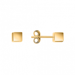 Attractive square stud earrings, yellow gold 585, size approx. 4x4 mm