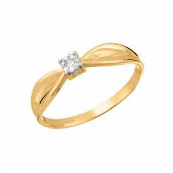 Нежное кольцо из жёлтого золота 585 пробы с бриллиантами 0,034 ct. WSI