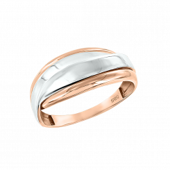 Charming women's ring, red gold 585, decorated with white gold 