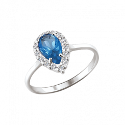 heavenly Ladies Ring, silver 925, London Blue Topas, zirconia