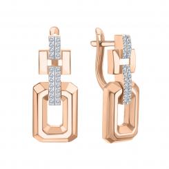 Earrings in rose gold 585 with zirconia in a striking geometric design