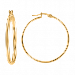 Elegant hoop earrings, 585 yellow gold, diameter approx. 32 mm