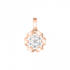 Gorgeous pendant in red gold 585, with brilliant-cut diamonds 0.03 ct. WSI, height about 17 mm.