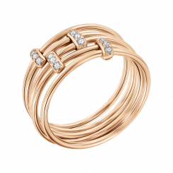 Moderner Damenring aus Russischem Rotgold 585 mit Zirkonia