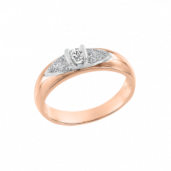 Прекрасное женское кольцо из красного золота 585 пробы, с  бриллиантами 0,20 ct. WSI. 