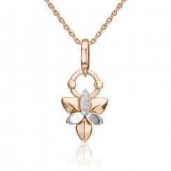 Pendant, 585 Russian red/white gold, with 3 diamonds approx. 0,01 ct. HSI, height approx. 23 mm