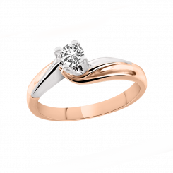 Elegant women's engagement ring in red gold 585, with a brilliant-cut diamond 0,20 ct WSI