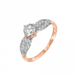 Прекрасное женское кольцо из красного золота 585 пробы, с фианитами Swarovski.  