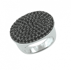 Spectacular women's ring, silver 925, with 110 black cubic zirconia