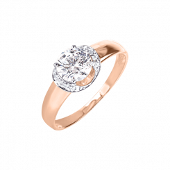 Charming women's ring, red gold 585, with zirconia Swarovski - diameter approx. 6 mm