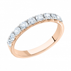 Elegant women's ring made of 585 red gold, with inserts of 9 diamonds, 0.78 ct. GSI