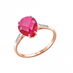 Schöner Damenring, Rotgold 585, mit Rubin HTS und Zirkonia