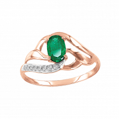 ansprechender Damenring, Rotgold 585, Achat und Zirkonia
