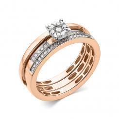 Elegant transformer ring made of russian 14K red gold with diamonds approx. 0,240 ct. HSI (36 pcs.)