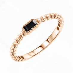 Damenring aus Rotgold 585 mit schwarzem Zirkonia im Kugel-Design