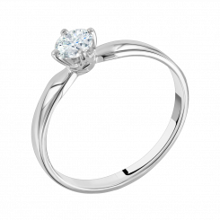 Женское кольцо из белого золота 585 пробы, с вставками из 1 бриллианта, 0.45 ct. GSI