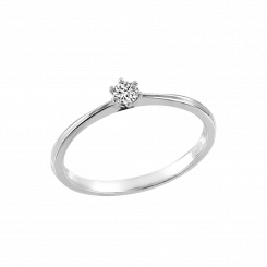 Refined women's ring in white gold 585, with brilliant-cut diamond 0.10 ct. WSI