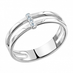 Женское кольцо, белое золото 585 пробы, бриллианты 4 штуки, 0,04 ct. GSI