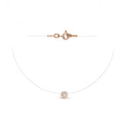 Колье на леске, русское красное золото 585 пробы, с 7 бриллиантами ≈ 0,045 ct. GSI, длина колье ≈ 40, 45 см, диаметр подвески ≈ 4-5 мм