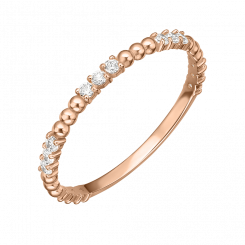Damenring, Russisches Rotgold 585, mit Zirkonia