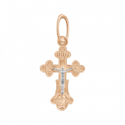 Pendant cross, russian red gold 585, height approx. 25 mm