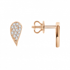 Stud earrings in russian 585 red gold with cubic zirconia, height approx. 9 mm