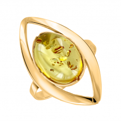 Magnificent women's ring, yellow gold 585, with amber, decorative part size approx. 28x16 mm
