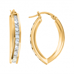 Beautiful earrings, 585 yellow gold with cubic zirconia, height approx. 27 mm