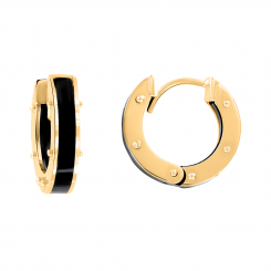 Beautiful earrings, 585 yellow gold with enamel, diameter approx. 15 mm