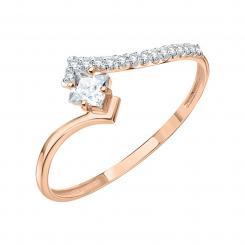 Damenring, Russisches Rotgold 585, mit Zirkonia