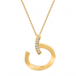 Attraktive Kette mit Anhänger, Gelbgold 585, mit Zirkonia, Durchmesser ca. 15 mm, Kettenlänge ca. 42-45 cm