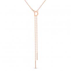 Collier aus Rotgold 585 mit Buchstabenanhänger „D“ und Zirkonia