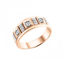 Великолепное женское кольцо из красного золота 585 пробы, с бриллиантами 0,42 ct. WSI.