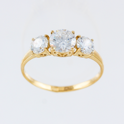 Charming women's ring in yellow gold 585, with zirconia