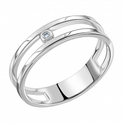 Women's ring with diamond, White gold 585, Diamond 1 pieces, 0.02 ct. GSI
