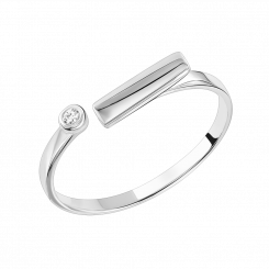 Женское кольцо из белого золота 585 пробы, с вставками из 1 бриллианта, 0.02 ct. GSI