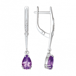 aufzeizende Ohrhänger, Silber 925, Amethyst synth., Zirkonia, Länge ca. 33 mm