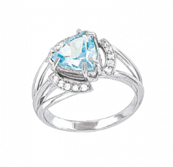 hochwertiger Damenring, Silber 925, echter blau Topas, Zirkonia