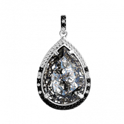 Exquisiter Anhänger, Silber 925,  mit 23 schwarzen und 29 farblosen Zirkonia, mit schwarzem Kristall Swarovski, Höhe ca. 31 mm