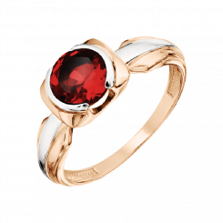 Amazing women's ring, Russian red gold 585, with garnet 1.5 ct. - diameter approx. 7 mm