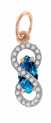 wunderschöne Anhänger, Rotgold 585, mit blauem Topas und Zirkonia, Höhe ca. 20 mm