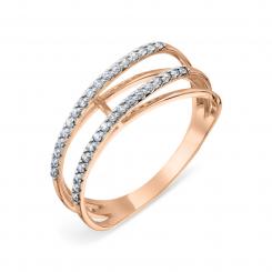 Damenring mit Zirkonia, Russisches Rotgold 585