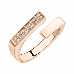 Offener Damenring aus Rotgold 585 mit 20 Zirkonia im modernen Trend-Design