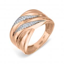 Damenring, Russisches Rotgold 585, mit Zirkonia