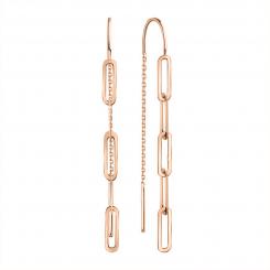 Long earrings, russian red gold 585, length approx. 50 mm