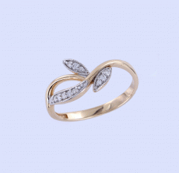 Beautiful women's ring in red gold 585, with brilliant-cut diamonds 0.14 ct WSI, weight approx. 2.2 g.
