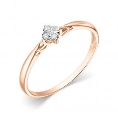 Damenring mit Brillanten, Rotgold 585, Brillanten 5 Stück, 0.054 ct. GSI