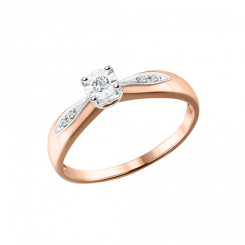 Exquisite women's ring, red gold 585, with brilliant-cut diamonds 0,05 ct. WSI