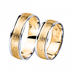 Wedding ring, yellow/white gold 585, with glossy and matt surface, width approx. 6.0 mm. / Price for 1 ring